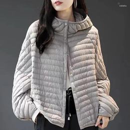 Women's Trench Coats 2024 Autumn Winter Jacket Women Fashion Lightweight Hooded Down Cotton Overcoat Female Loose Casual Warm Parkas
