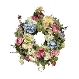 Decorative Flowers & Wreaths 15 Inch Artificial Garlands Front Door Wreaths Rainbow Hydrangea Hanging Wreath For Home Indoor Outdoor W Dhcoa