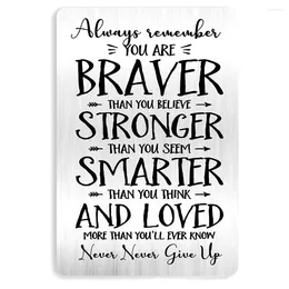 Keychains Graduation Gift For SonDaughter Inspirational Always Remember You Are Braver Than Believe Engraved Metal Wallet Card Inserts