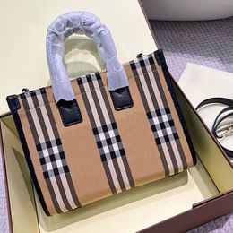 Tartan Handbag Tote Shopping Bag Women Shoulder Bags Patchwork Colour Cowhide Genuine Leather Removable Shoulder Strap Lady Clutch 286l