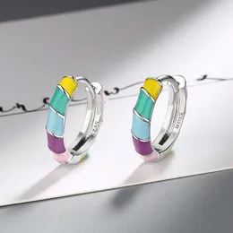 Stud Earrings 925 Sterling Silver Rainbow Round Small For Women Luxury High Quality Fine Jewelry Wholesale GaaBou