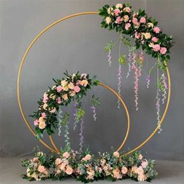 Wedding Decor Props Metal Circle Frame Backdrop Decor Wedding Arch Wrought Iron Shelf DIY Party Decoration Round Flower Stand Y200211i