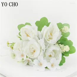 Wedding Flowers Silk Peony Begonia Flower Artificial Small Bouquet 5 Head Fake For Home Decoration Indoor