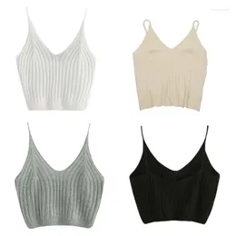 Women's Tanks Women Sweater Vest V-Neck Solid Color Sleeveless Camisole 10CF