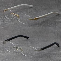 New Rimless White Arms Plank Glasses Women 18K Gold Reading Frame Men Black Optical Myopic Eyeglasses Man Woman Frames Women C Dec2223