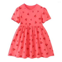 Girl Dresses Jumping Metres 2-7T Ladybug Summer Princess Girls Short Sleeve Children's Clothing Birthday Toddler Kids Frocks