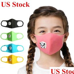 Party Masks Us Stock Cute Party Mouth Mask With Respirator Panda Shape Breath Vae Anti-Dust Children Kids Thicken Sponge Face Protecti Dh5Wa