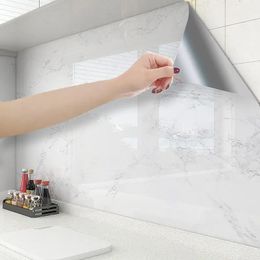 Marble Self Adhesive Wallpaper for Kitchen Vinyl Wall Stickers Waterproof Oil Proof Peel and Stick Cabinets Renovation 240122