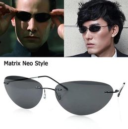 Sunglasses Fashion Cool The Matrix Neo Style Rimless Polarised Women Men 2024 Ultralight Driving Shades Y2k Steampun Oculos