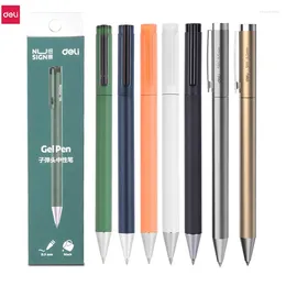 Deli Metal Gel Pens Aluminium Alloy Durable Smooth Writing Signature Rollberball Black Ink 0.5mm Fine Point Pen