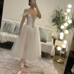 Stage Wear White Ballet Skirt Romantic Long Tube Picture Professional Swan Lake Girl Fairy Dress