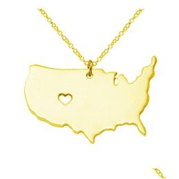 Pendant Necklaces Us State Map Necklace Rose Gold Usa Geography Pendants Necklaces Charm Jewelry Stainless Drop Delivery Jewelry Neckl Dh9Sp