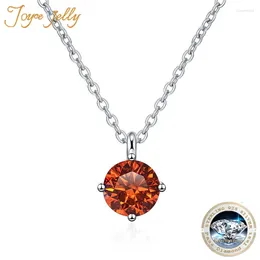 Pendants JoyceJelly S925 Sterling Silver Necklace Moissanite Diamond Jewellery 0.5ct 1 Ct 2ct 3ct Simple Four Claw Pendant Clavicle Chain