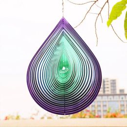 Decorative Figurines Water Drop Steel Wind Spinner Reflective Metal Heart Kinetic Spinners Chime Outdoor Garden Yard Decorations For Balcony