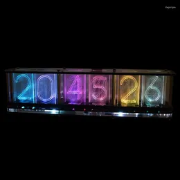 Table Clocks LED Imitate Pseudo Glow Tube Clock RGB Digital For Time Display Music Spec