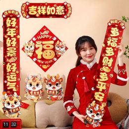 1Set Dragon Year Couplet Chinese Decorations 2024 Spring Festival Door Window Sticker Home Decor Wholesale 240119