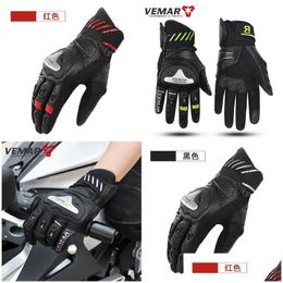 Motorcycle Gloves Riding Mens Four Season Leather Rider Equipped With Anti-Fall Windproof Road Racing Drop Delivery Dhkd4