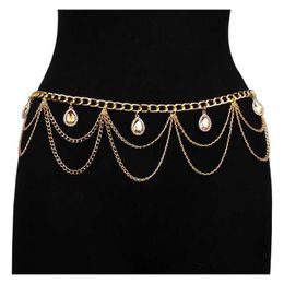 Other Jewellery Sets 2024 Punk Star Rhinestone Charm Sexy Body Waist Chains Women Creative Multi Layer Belly Belt Chain Summer Bikini Beach Jewellery YQ240204