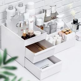 Storage Boxes Drawer Makeup Box Plastic Shelf Cosmetic Organiser Fashion Table Desktop For Bedroom Bathroom Organisers