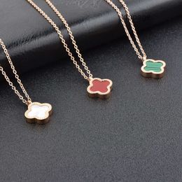 Designer Jewelry Cleef Van Four Leaf Clover Necklace vanly cloverly Titanium steel 18k rose gold Clover Necklace women wear doublesided Black Agate net red clavicle