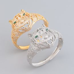 European American Diamond Retro Tiger Head Hollow Green Eye Ring Set Hip Hop Fashion Jewellery Wholesale Retail