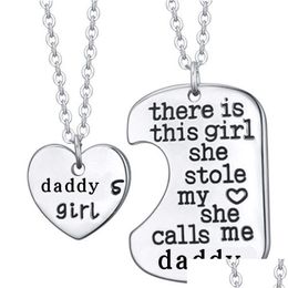 Pendant Necklaces Family Necklace For Women Men There Is This Girl She Stole Mommy Daddy Grandpa Tag Engraved Jewellery Stainless Drop D Dhh4T