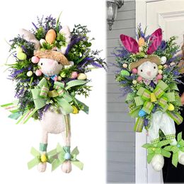 Easter Decoration Garland Wreath Bunny Rabbit Colorful Door Wall Oranments Happy Home Party Decor 6035Cm 240127