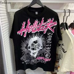 Hellstar Shirt Designer Clothes Hipster Washed Fabric Hellstar Shirt Street Graffiti Lettering Foil Print Black Loose Fitting Plus Size 849