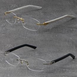 New Rimless White Arms Plank Glasses Women 18K Gold Reading Frame Men Black Optical Myopic Eyeglasses Man Woman Frames Women C Dec265I