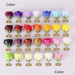 Decorative Flowers & Wreaths 50Pcs/Box Rose Flower Head Simation 5Cm In Diameter Diy Wedding Valentines Day Gift Decoration Flowers Dr Dhtjt