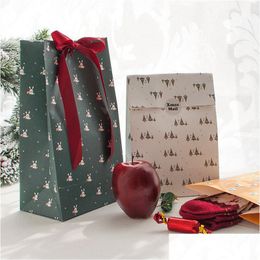 Gift Wrap Christmas Present Bag Diy Gift Cookie Package Kraft Paper 15X9.7X27Cm Drop Delivery Home Garden Festive Party Supplies Event Dhy9W