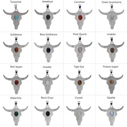 Pendant Necklaces Natural Stone Head Bull Necklace Cattle Charm Bead Longhorn Pendants For Jewellery Lol Choker