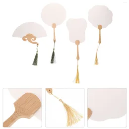 Decorative Figurines 4pcs Small Fans Painting Blank Hand Fan Paper Mini