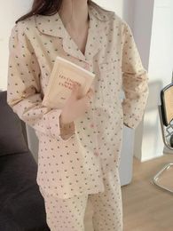 Women's Sleepwear Floral Print Pyjama Set Autumn Single Breasted Ladies 2 Pcs With Pant Long Sleeve Pyjama Suit For Female