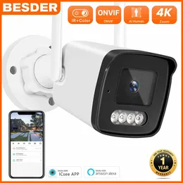 Audio IP Camera Wifi Wireless AI Human Detect ICSee 4MP CCTV Bullet Outdoor Surveillance With SD Card Slot