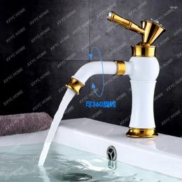 Bathroom Sink Faucets Faucet Wash Basin Rotating Baking Black Paint Golden Copper Table Drop-in And Cold