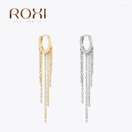 Hoop Earrings ROXI 925 Sterling Silver Classic 8mm Earring Irregular Thin Long Tassel Chain Dangle For Women Chic Fine Jewelry