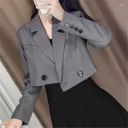 Women's Suits UNXX Spring 2024 Women Jackets Long Sleeve Japan Vintage Coat Blazer With Buttons Cropped Clothing Coats
