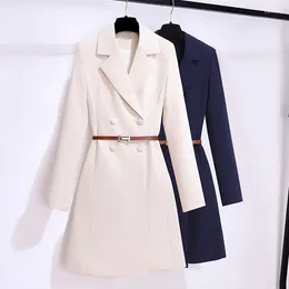 Casual Dresses SuperAen White Suit Dress Women's Autumn 2024 Professional High-end Style Office Lady