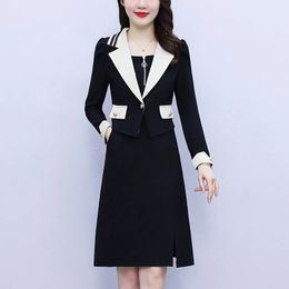 Office Lady Professional Attire Fashion Tailored Collar Chic Zipper Dresses Elegant Workplace Formal Business Casual Dress 240131