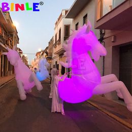 wholesale Customised 2.5mH (8.2ft) With blower adult inflatable horse costume with led lights for parade events decoration