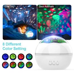 Colourful Stars Starry Projector Light Undersea World LED Night Light 8 Colours Rotating Projector Night Lamp USB For Children Room LL