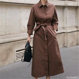 Casual Dresses 2024 Design Lace-Up Bow Tie Fenimine Vestidos Women French Style Single Breasted Button Elegant Thin Long Cotton Shirt Dress