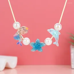 Pendant Necklaces Women Starfish Mermaid Dolphin Pendants Summer Vacation Beach Cute Necklace Pearls Party Jewelry For Girls