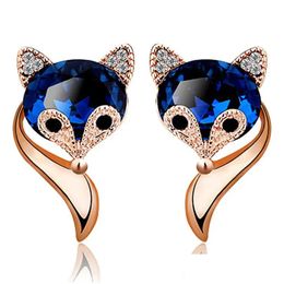 Stud Fox Crystal Earrings For Women Jewellery Female Fashion Temperament 18K Gold Sapphire Charm Sier Drop Delivery Jewellery Earrings Dhkpe