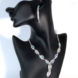 Necklace Earrings Set Stonefans Simple Tear Drop With Jewellery For Women Exquisite 2pcs AB Crystal Bridal Wedding