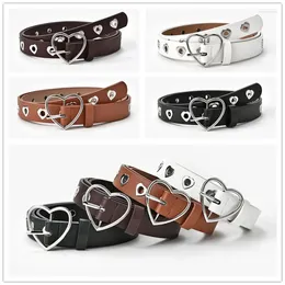 Belts Fashion Women PU Leather Belt Heart Buckle Cute Black/white Ladies Pants Party Dress Jeans Hollow Out Punk Style