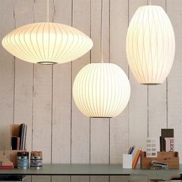 2021 George Nelson Bubble Saucer Lamp E27 LED White Silk Pendant Light White Silk Flat Ball White Silk hanging Lighting262k