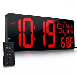 Wall Clocks LED Display Timer 17.2 Inch With Date Week Auto DST Adjustable Brightness EU Plug
