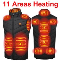 11 Areas Heating Gillet Winter Body Warmer With Heating Sleeveless Down Jacket Thermal Vest Mens Women Electric Self Heated Vest 240118